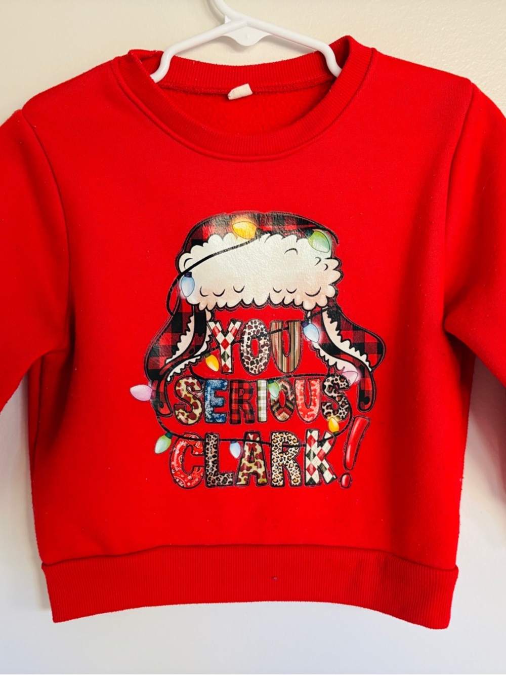 Red Kids “You Serious Clark?” Holiday Graphic Sweatshirt size 1-2 year